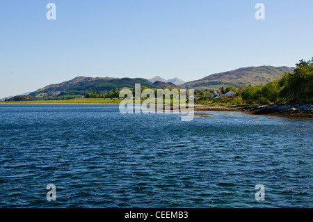 Appin, Appin Fähre, Druimneil Haus und Garten, mit Blick auf Loch Crerans, Nord-West-Schottland. Stockfoto