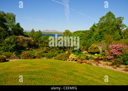 Appin, Druimneil Haus und Garten, mit Blick auf Loch Crerans, Nord-West-Schottland. Stockfoto