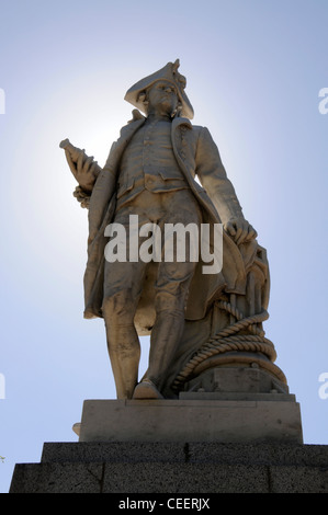 Statue des Entdeckers Captain James Cook auf dem Queen Victoria Square, Christchurch, Neuseeland Stockfoto