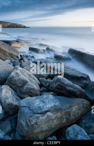 ein Blick auf Southerndown aka Dunraven Bay Blick nach Osten bei Sonnenuntergang Stockfoto