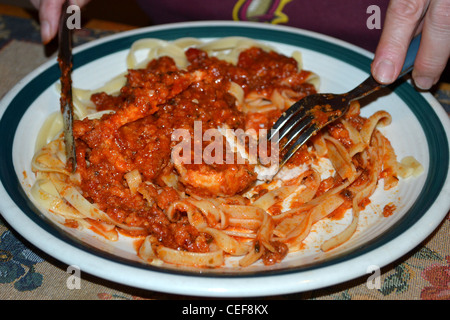 Fettuccine bolognese einfach Abendessen Mittagessen Stockfoto