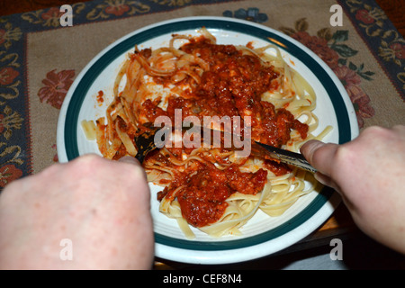 Fettuccine bolognese einfach Abendessen Mittagessen Stockfoto