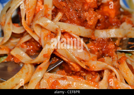 Fettuccine bolognese einfach Abendessen Mittagessen Stockfoto