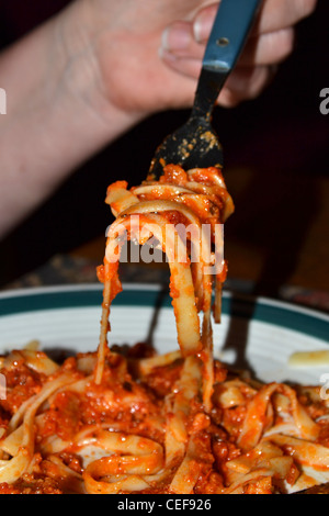 Fettuccine bolognese einfach Abendessen Mittagessen Stockfoto