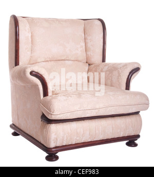 Antike gepolsterte Sessel isoliert auf weißem Hintergrund Stockfoto