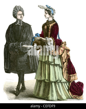 Vintage Bild eines französischen Abbé und edle Dame aus dem 18. Jahrhundert Stockfoto