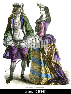Eine französische Herr und die Dame aus dem ersten Drittel des 18. Jahrhunderts Stockfoto