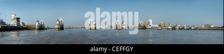 Panoramablick von der Thames Barrier in London Stockfoto