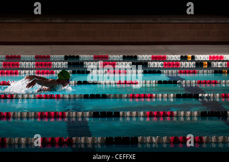 Frau schwimmen Runden im pool Stockfoto