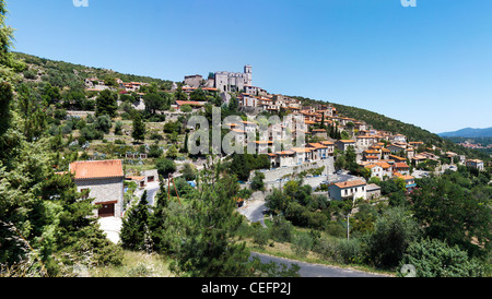 EUS - Hill Top katalanischen Dorf, Frankreich Stockfoto