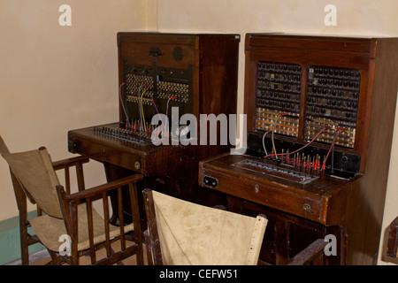 Telefon-Schaltanlagen in den Lascaris War Rooms die Großbritanniens HQ während des 2. Weltkrieges in Valletta, Malta untergebracht Stockfoto