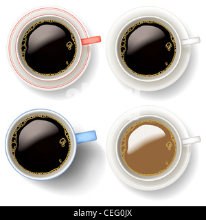 Illustrationen von Kaffeetassen und Becher Stockfoto