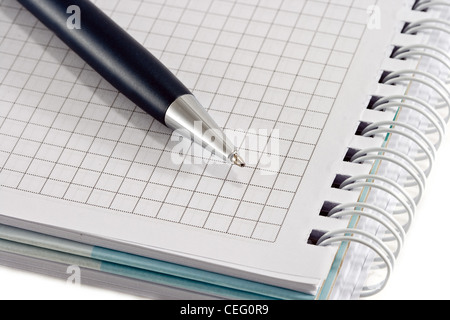 Blauen Stift mit Notebook closeup Stockfoto