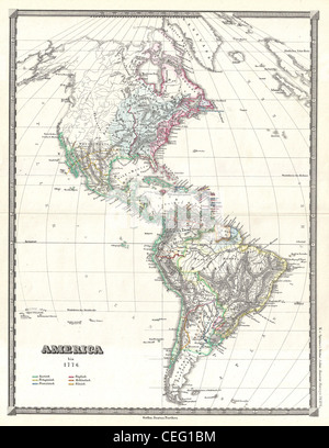 1855 Spruner Karte von Amerika bis 1776 Stockfoto