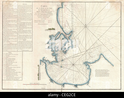 1775 Mannevillette Karte von Trincomalee, Ceylon oder Sri Lanka Stockfoto