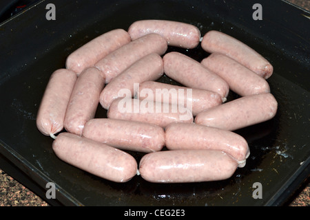 australische Schweinefleisch Paprikawürstchen in Pfanne anbraten Stockfoto