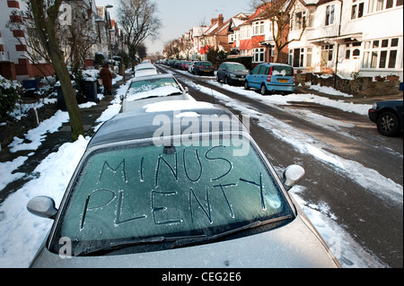 kaltes Wetter London Windschutzscheibe minus viel Stockfoto