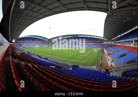 Das Macron-Stadion (ehemals Reebok Stadium), Heimat von Bolton Wanderers Football Club Innenansicht Stockfoto