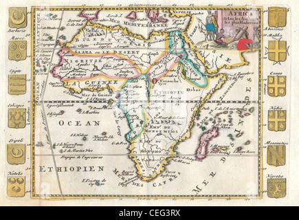 1710 De La Feuille Karte von Afrika Stockfoto