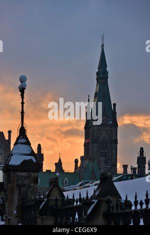 Parlaments bei Sonnenuntergang, Ottawa, Kanada Stockfoto