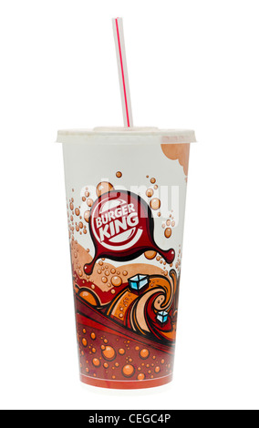 Burger King-Cola-Getränk mit Stroh Stockfoto