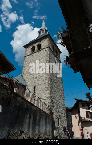 Kirche St. Maxime. Beaufort Dorf Savoie Abteilung in der Region Rhône-Alpes im Südosten Frankreichs. Stockfoto