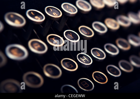 Nahaufnahme Bild einer Tastatur aus einer Vintage Schreibmaschine Stockfoto