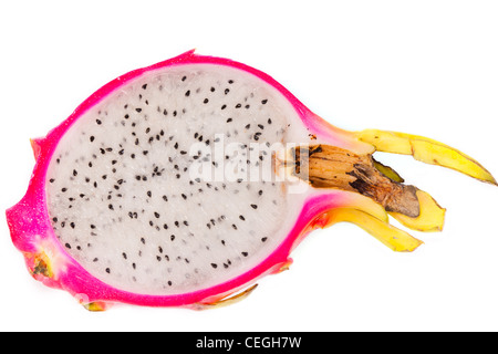 Pitaya Scheibe isoliert auf weißem Hintergrund Stockfoto