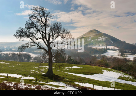 Caer Caradoc Hügel in der Nähe von Kirche Stretton in Shropshire, im Winter Stockfoto