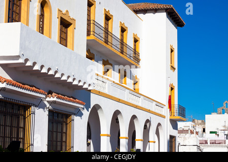 Detail der Stadtarchitektur in Tarifa, Costa De La Luz, Cádiz, Andalusien, Spanien. Stockfoto