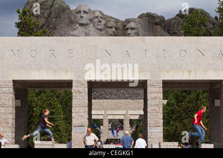 Mount Rushmore American National Memorial Park Felsskulptur mit Gesichtern der US-Präsidenten in den Black Hills South Dakota in den USA, USA Stockfoto