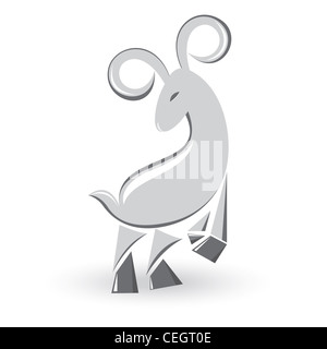 Abstrakte Zeichen des Tierkreises. Widder. Abbildung auf weißem Hintergrund Stockfoto