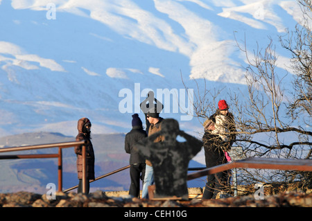 Blick auf den Schnee bedeckt dem Berg Hermon in den Golan-Höhen, Nordisrael. 21. Januar 2012. Foto von Shay Levy Stockfoto