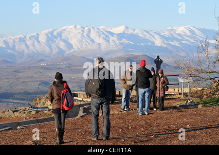 Blick auf den Schnee bedeckt dem Berg Hermon in den Golan-Höhen, Nordisrael. 21. Januar 2012. Foto von Shay Levy Stockfoto