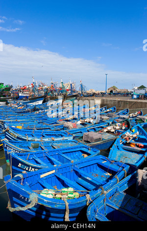 Angelboote/Fischerboote im Hafen von Essaouira, Marokko, Nordafrika Stockfoto