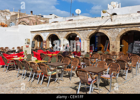 Cafe in der Altstadt in der Nähe der Medina und die Kasbah, Essaouira, Marokko, Nordafrika Stockfoto