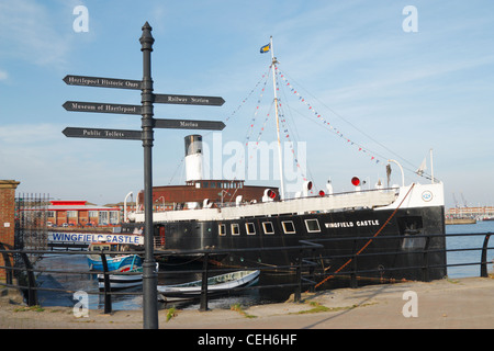 Raddampfer Wingfield Schloß bei Hartlepool die Maritime Erfahrung Museum restauriert. Hartlepool, England, Vereinigtes Königreich Stockfoto