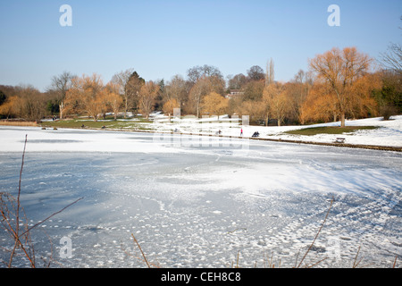 Ein Gefrorener Teich, Hampstead Heath, London, England, UK Stockfoto