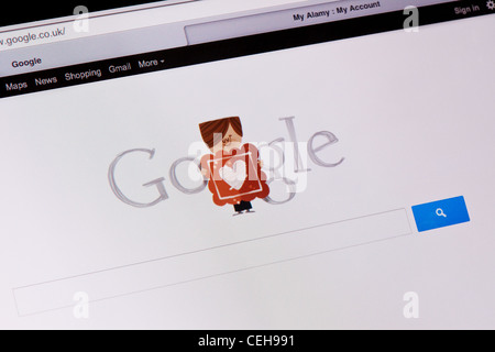 Google-Website am Valentinstag Stockfoto