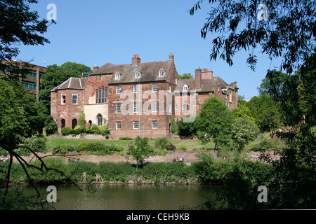 Alten Bischofspalast aus Fluss Severn Worcester Worcestershire England UK Stockfoto