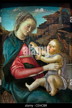 Die Jungfrau und das Kind zwischen dem Heiligen Zenobe - La vierge et l'enfant entre Saint Zenobe 1455 PESELLINO Francesco di Stefano 1422-1457 Florenz Stockfoto