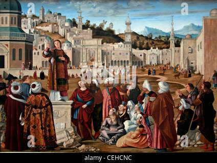 St. Stephan starb als Märtyrer Predigt in Jerusalem Israel von CARPACCIO, Vittore 1514 Italien Italienisch 35 Stockfoto