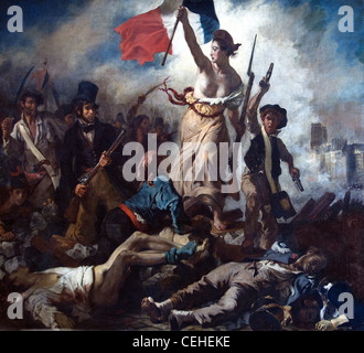 Eugène Delacroix Le 28 Juillet, La Liberté guidant le Peuple 28 Juli Freiheit führen die Menschen 1831 Französisch Frankreich Paris Stockfoto