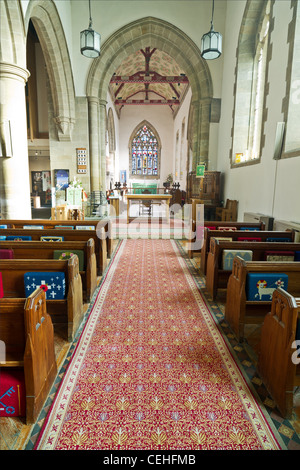 Langhaus und Chor in der St. Peter Kirche, Wearmouth, einer angelsächsischen Kirche von Benedict Biscop 674 n. Chr. erbaut. Stockfoto