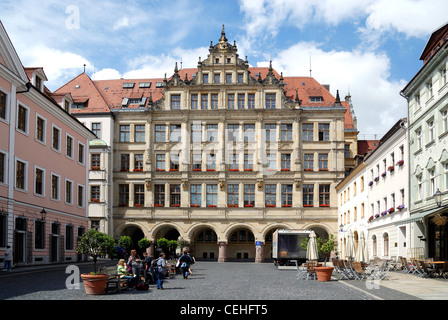 Neues Rathaus am unteren Marktplatz von Görlitz. Stockfoto