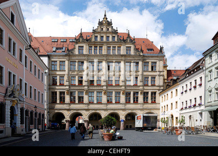 Neues Rathaus am unteren Marktplatz von Görlitz. Stockfoto