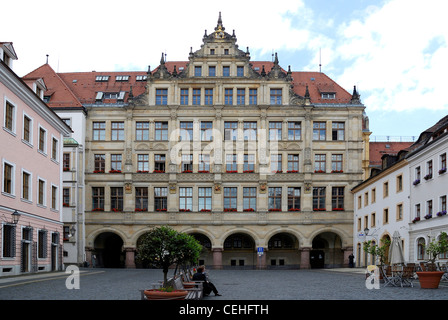 Neues Rathaus am unteren Marktplatz von Görlitz. Stockfoto