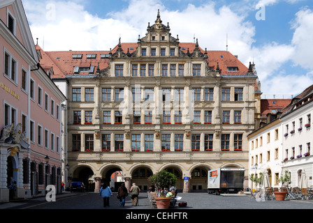 Neues Rathaus am unteren Marktplatz von Görlitz. Stockfoto