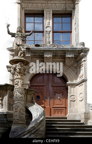 Portal der alten Rathaus Görlitz. Stockfoto