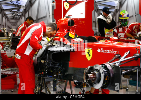 Ferrari f1 pit Lane, Silverstone, grand Prix, Stockfoto